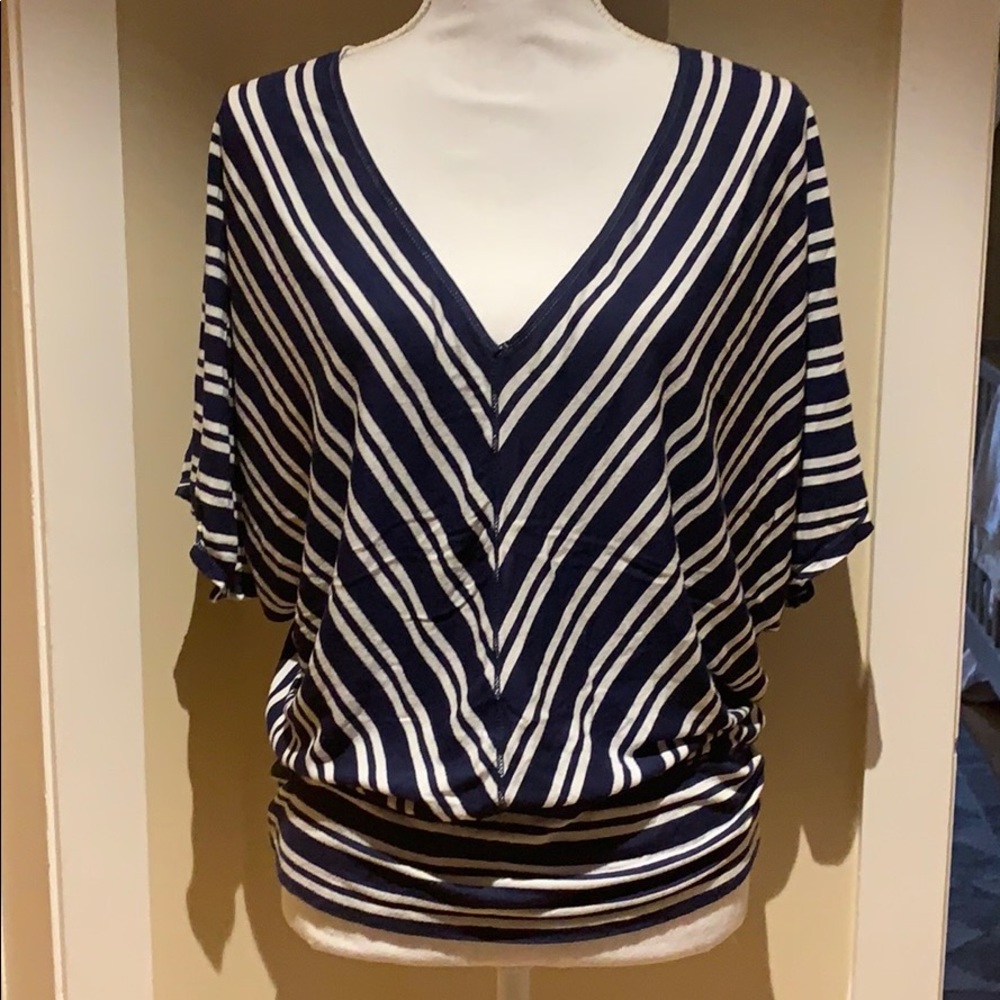 Navy blue and white striped top